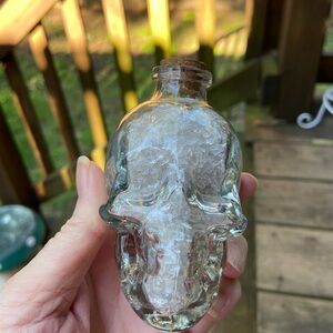 NEW Clear Quartz Skull Head Glass Jar full of Crystal Quartz gemstones